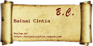 Balsai Cintia névjegykártya